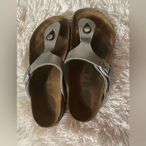 Birkenstock girls Gizeh Birko-Flor Silver Sandals